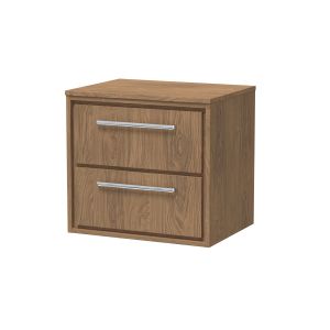 600mm Wall Hung 2-Drawer Vanity with Worktop - Hudson Reed LIL2724W Oak, Oak colour ,image 1