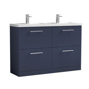 1200mm Floor Standing 4-Drawer Vanity & Double Basin - Nuie ARN2933C Blue, Blue colour ,image 1