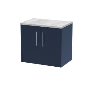 600mm Wall Hung 2-Door Vanity & Laminate Worktop - Hudson Reed JNU2923LBG Blue, Blue colour ,image 1