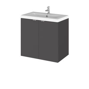 600mm Vanity Unit & Ceramic Basin - Hudson Reed CBI936A Gloss Grey, Grey colour ,image 1