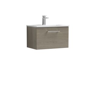 600mm Wall Hung 1 Drawer Vanity & Basin 2 - Nuie ARN2522B Oak, Oak colour ,image 1