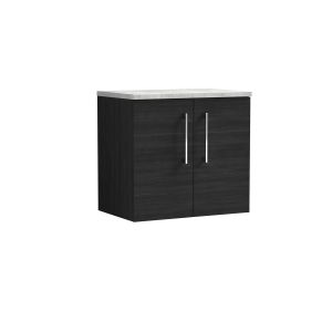 600mm Wall Hung 2 Door Vanity & Laminate Top - Nuie ARN623LBG Black, Black colour ,image 1