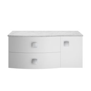1000mm Left Hand Cabinet With Marble Top - Hudson Reed SAR105L Moon White, White colour ,image 1