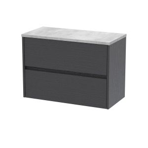 800mm Wall Hung 2 Drawer Unit & Worktop - Nuie HAV2206LBG Grey, Grey colour ,image 1