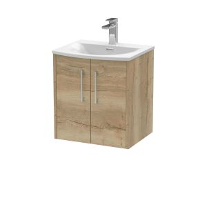500mm Wall Hung 2 Door Vanity & Basin 4 - Hudson Reed JNU1821G Oak, Oak colour ,image 1