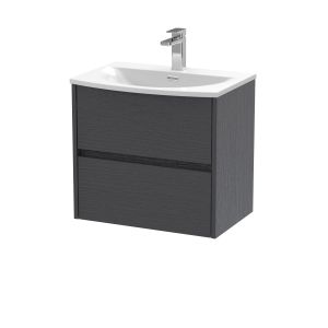 600mm Wall Hung 2 Drawer Unit & Basin 4 - Nuie HAV2204G Grey, Grey colour ,image 1