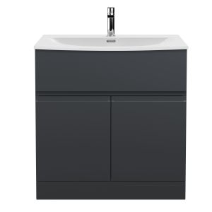 800mm Floor Standing 2 Door/Drawer Vanity & Basin 4 - Hudson Reed URB1405G Black, Black colour ,image 1