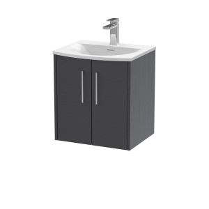 500mm Wall Hung 2 Door Vanity & Basin 4 - Hudson Reed JNU2221G Grey, Grey colour ,image 1