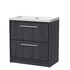 800mm Floor Standing 2-Drawer Vanity with Basin - 0 Tap Hole - Hudson Reed LIL2235K Grey, Grey colour ,image 1