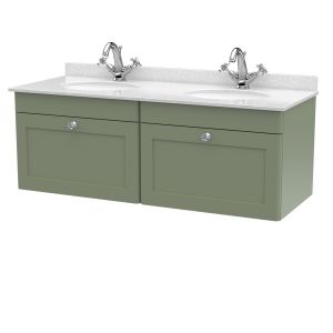 1200mm Wall Hung 2 Drawer Vanity & Marble Top - Nuie CLC894WR2 Green, Green colour ,image 1