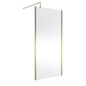 1000mm Outer Framed Wetroom Screen with Support Bar - Hudson Reed WRSOBB10 Brushed Brass, Brass colour ,image 1