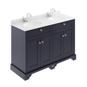 1200mm Cabinet & Double Marble Top (1TH) - Hudson Reed LOF364 Twilight Blue, Blue colour ,image 1