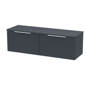 1200mm Wall Hung 2 Drawer Vanity & Worktop - Hudson Reed DFF1494W2 Black, Black colour ,image 1