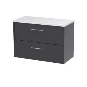 800mm Wall Hung 2 Drawer Vanity & Laminate Top - Hudson Reed JNU2226LSW Grey, Grey colour ,image 1