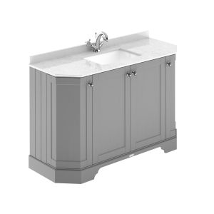 1200mm 4-Door Angled Unit & Marble Top 1TH - Hudson Reed LOF261 Storm Grey, Grey colour ,image 1