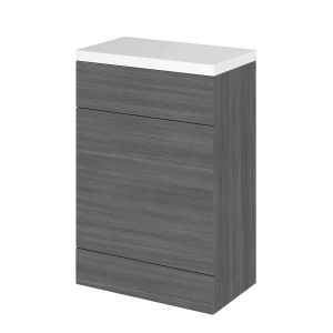 600mm WC Unit & Top - Hudson Reed CBI520 Anthracite Woodgrain, Brown/Grey colour ,image 1