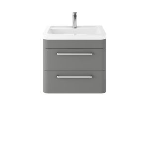 Wall Hung 600mm Cabinet & Ceramic Basin - Hudson Reed SOL202A Cool Grey, Grey colour ,image 1