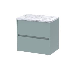600 Wall Hung 2-Drawer Unit & Laminate Worktop - Nuie HAV2304LCM Grey, Grey colour ,image 1