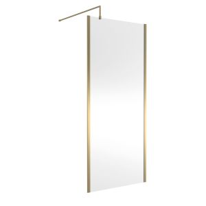 900mm Outer Framed Wetroom Screen with Support Bar - Hudson Reed WRSOBB90 Brushed Brass, Brass colour ,image 1