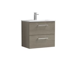 600mm Wall Hung 2 Drawer Vanity & Basin 2 - Nuie ARN2524B Oak, Oak colour ,image 1