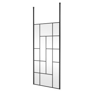 1000mm Abstract Frame Wetroom Screen with Ceiling Posts - Hudson Reed BFCPB10 Matt Black, Black colour ,image 1
