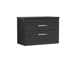 800mm Wall Hung Vanity With Sparkling Black Worktop - Nuie ATH068LSB Charcoal Black, Hacienda Black colour ,image 1