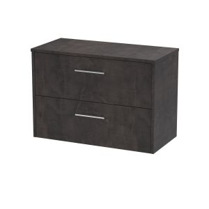 800mm Wall Hung 2 Drawer Vanity & Worktop - Hudson Reed JNU2626W Brown, Brown colour ,image 1