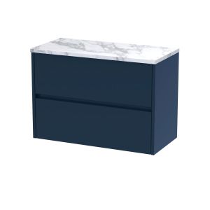 800 Wall Hung 2-Drawer Unit & Laminate Worktop - Nuie HAV2906LCM Blue, Blue colour ,image 1