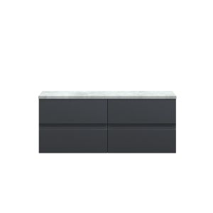 1200mm Wall Hung 4-Drawer Unit & Laminate Worktop - Hudson Reed URB1404LBG2 Black, Black colour ,image 1