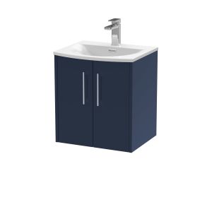 500mm Wall Hung 2-Door Vanity & Basin 4 - Hudson Reed JNU2921G Blue, Blue colour ,image 1