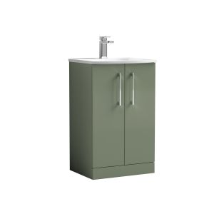 500mm Floor Standing 2 Door Vanity & Basin 4 - Nuie ARN801G Green, Green colour ,image 1