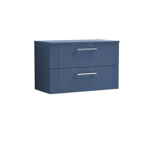 800mm Wall Hung 2 Drawer Vanity & Worktop - Nuie DPF395W Blue, Blue colour ,image 1