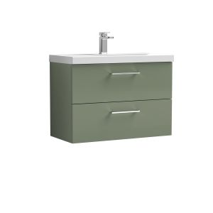 800mm Wall Hung 2 Drawer Vanity & Basin 1 - Nuie ARN826A Green, Green colour ,image 1