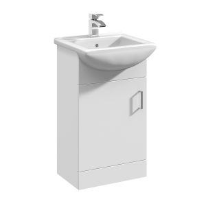 450mm Floor Standing Cabinet & Square Basin - Nuie VTM450 Gloss White, White colour ,image 1