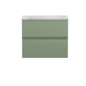 600mm Wall Hung 2 Drawer Unit & Laminate Top - Hudson Reed URB804LBG Green, Green colour ,image 1