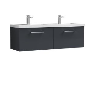 1200mm Wall Hung 2 Drawer Vanity & Double Basin - Nuie ARN1422C Black, Black colour ,image 1