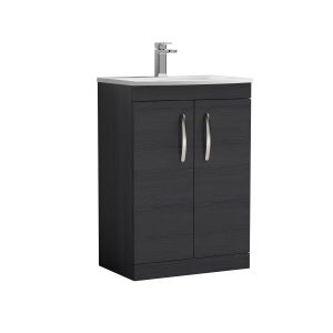 600mm Floor Standing Vanity With Basin 4 - Nuie ATH026G Charcoal Black, Hacienda Black colour ,image 1