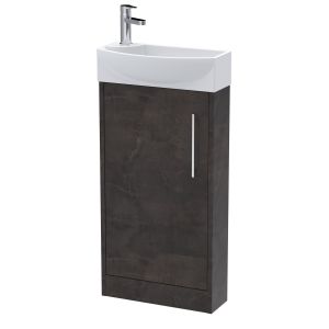 440mm Floor Standing 1 Door Unit & 1TH Basin RH - Hudson Reed JNU2621R Brown, Brown colour ,image 1