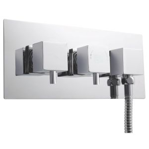 Twin Thermostatic Shower Valve With Diverter - Nuie A3077 Chrome, Chrome colour ,image 1