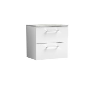 600mm Wall Hung 2 Drawer Vanity & Laminate Top - Nuie ARN124LBG White, White colour ,image 1