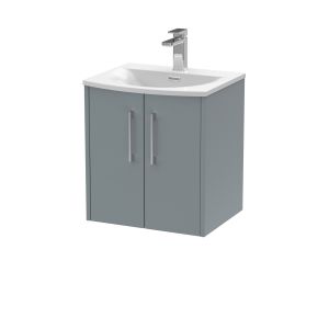 500mm Wall Hung 2 Door Vanity & Basin 4 - Hudson Reed JNU2321G Grey, Grey colour ,image 1