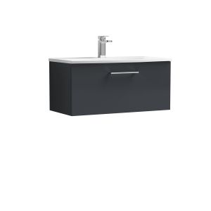 800mm Wall Hung 1 Drawer Vanity & Basin 4 - Nuie ARN1425G Black, Black colour ,image 1