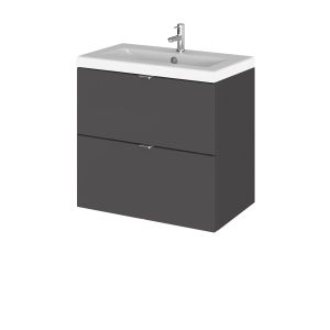 600mm Vanity Unit & Ceramic Basin - Hudson Reed CBI930A Gloss Grey, Grey colour ,image 1