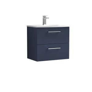 600mm Wall Hung 2-Drawer Vanity & Basin 4 - Nuie ARN2924G Blue, Blue colour ,image 1