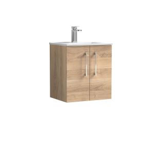 500mm Wall Hung 2-Door Vanity & Basin 2 - Nuie ARN3021B Oak, Oak colour ,image 1