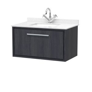 800mm Wall Hung Single Drawer Vanity with Marble Worktop Basin - Hudson Reed LIL2225WS1 Grey, Grey colour ,image 1