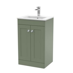 500mm Floor Standing 2 Door Vanity & Basin 2 - Nuie CLC823C Green, Green colour ,image 1
