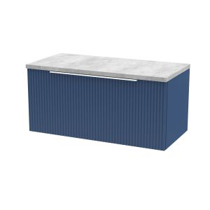 800mm Wall Hung Single Drawer Vanity & Laminate Top - Hudson Reed DFF396LBG Blue, Blue colour ,image 1
