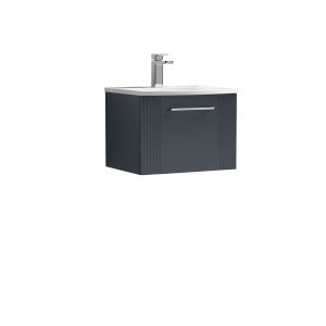 500mm Wall Hung Single Drawer Vanity & Basin 4 - Nuie DPF1491G Black, Black colour ,image 1