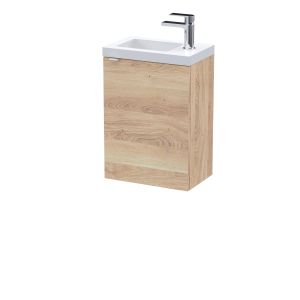 400mm 1-Door Wall Hung Unit & Basin - Hudson Reed CBI3037 Oak, Oak colour ,image 1